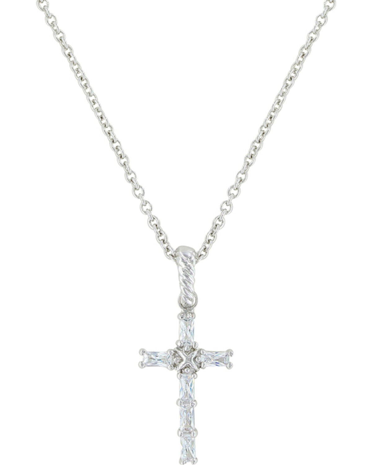 Image #1 - Montana Silversmiths Women's Acadian Cross Baguette Necklace, Silver, hi-res