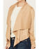 Image #3 - Shyanne Women's Faux Suede Cascade Collar Moto Jacket, Beige, hi-res