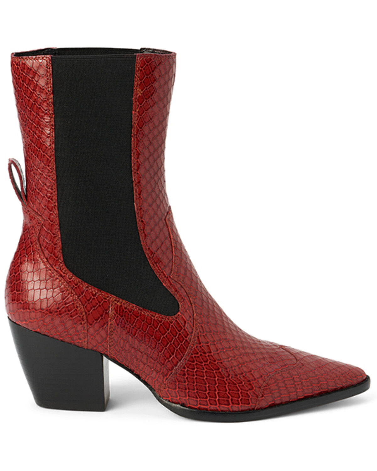 Image #2 - Matisse Women's Keith Snake Print Booties - Snip Toe, Red, hi-res