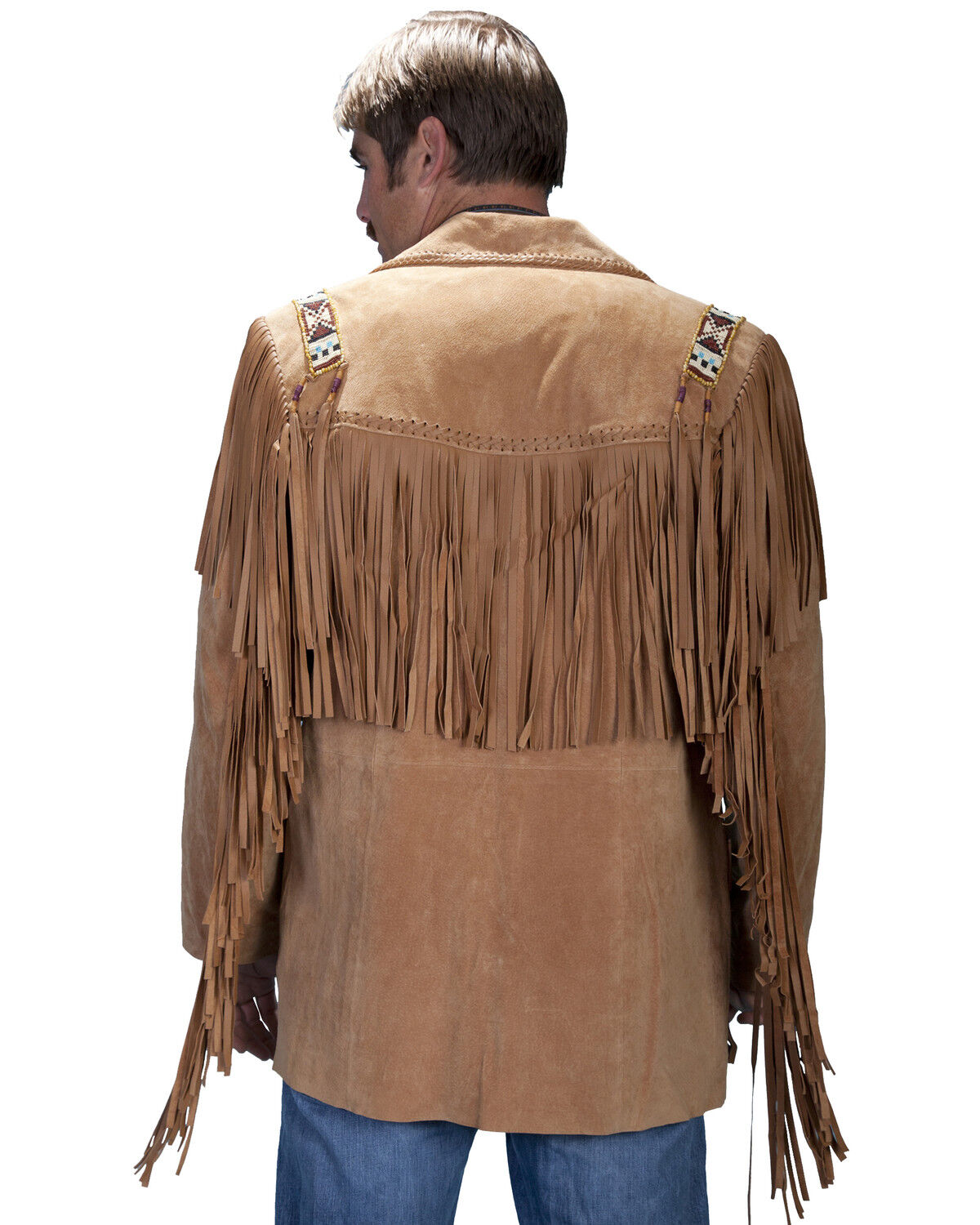 Image #2 - Scully Men's Boar Suede Fringe Jacket, Brown, hi-res