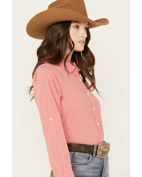 Image #2 - Ariat Women's VentTEK Checkered Print Long Sleeve Button Down Stretch Western Shirt, Red, hi-res