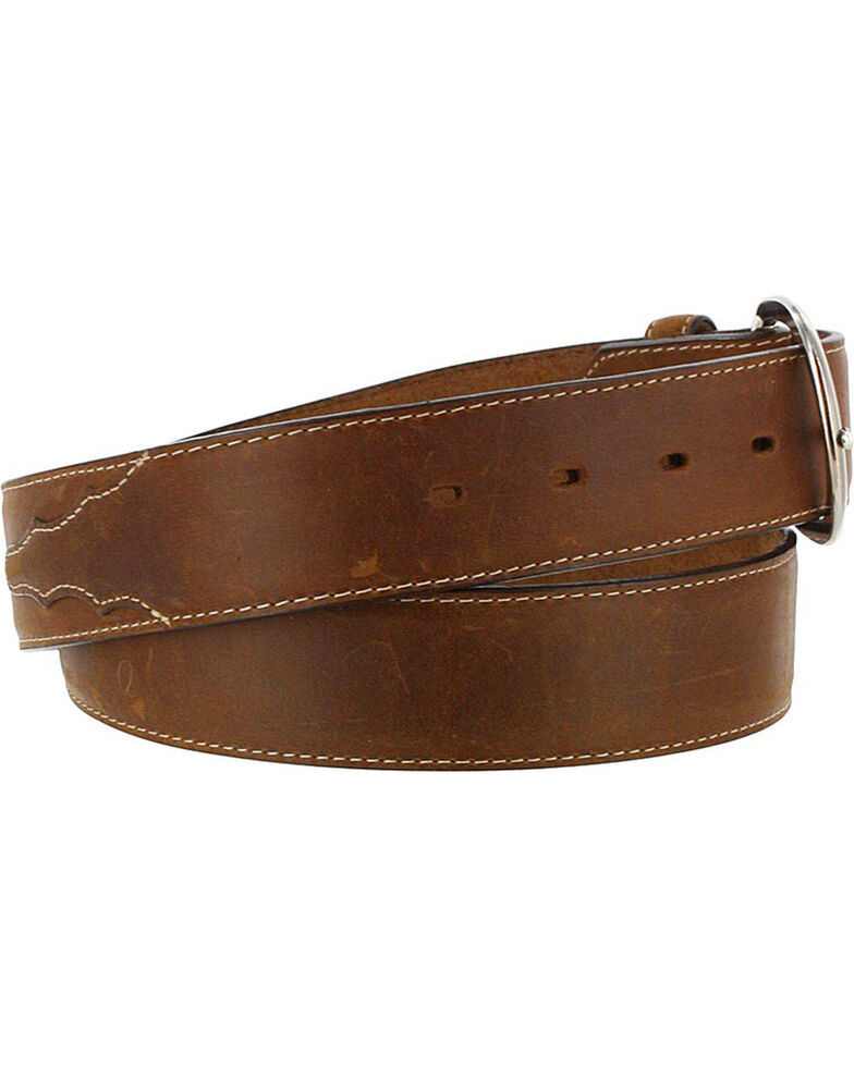 Justin Men's Brown Classic Western Leather Belt , Brown, hi-res