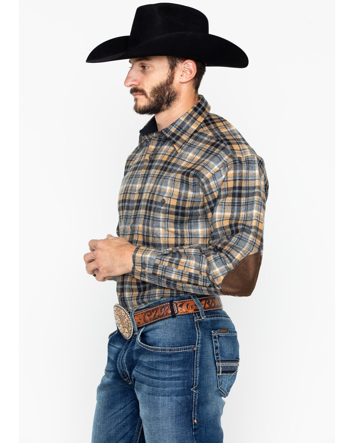 Image #3 - Pendleton Men's Harley Plaid Print Trail Long Sleeve Flannel Shirt, Tan, hi-res