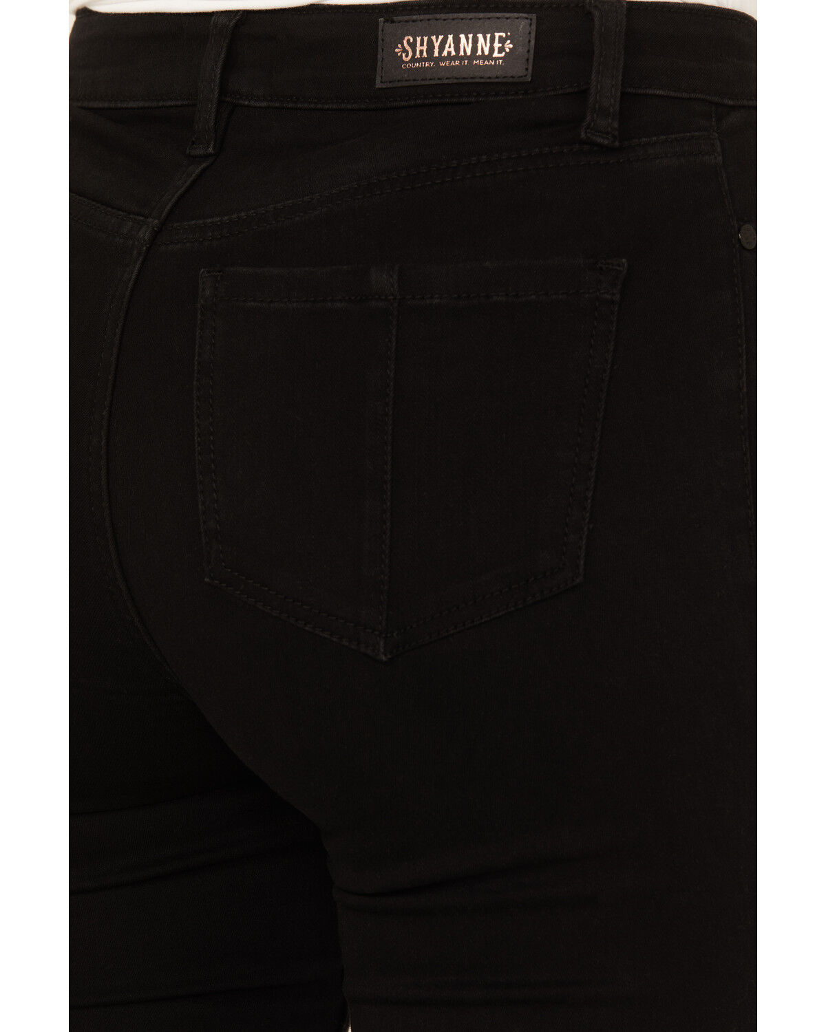 Image #4 - Shyanne Women's High Rise Destructed Super Flare Stretch Jeans, Black, hi-res