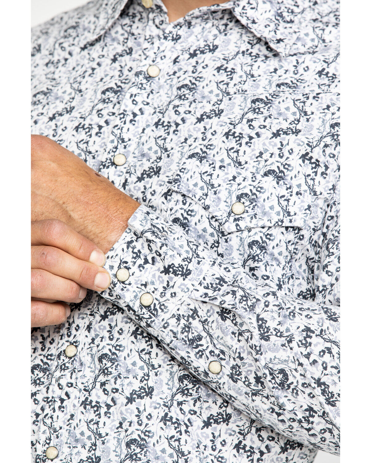 Image #4 - Rock & Roll Denim Men's Crinkle Washed Print Long Sleeve Western Shirt, White, hi-res