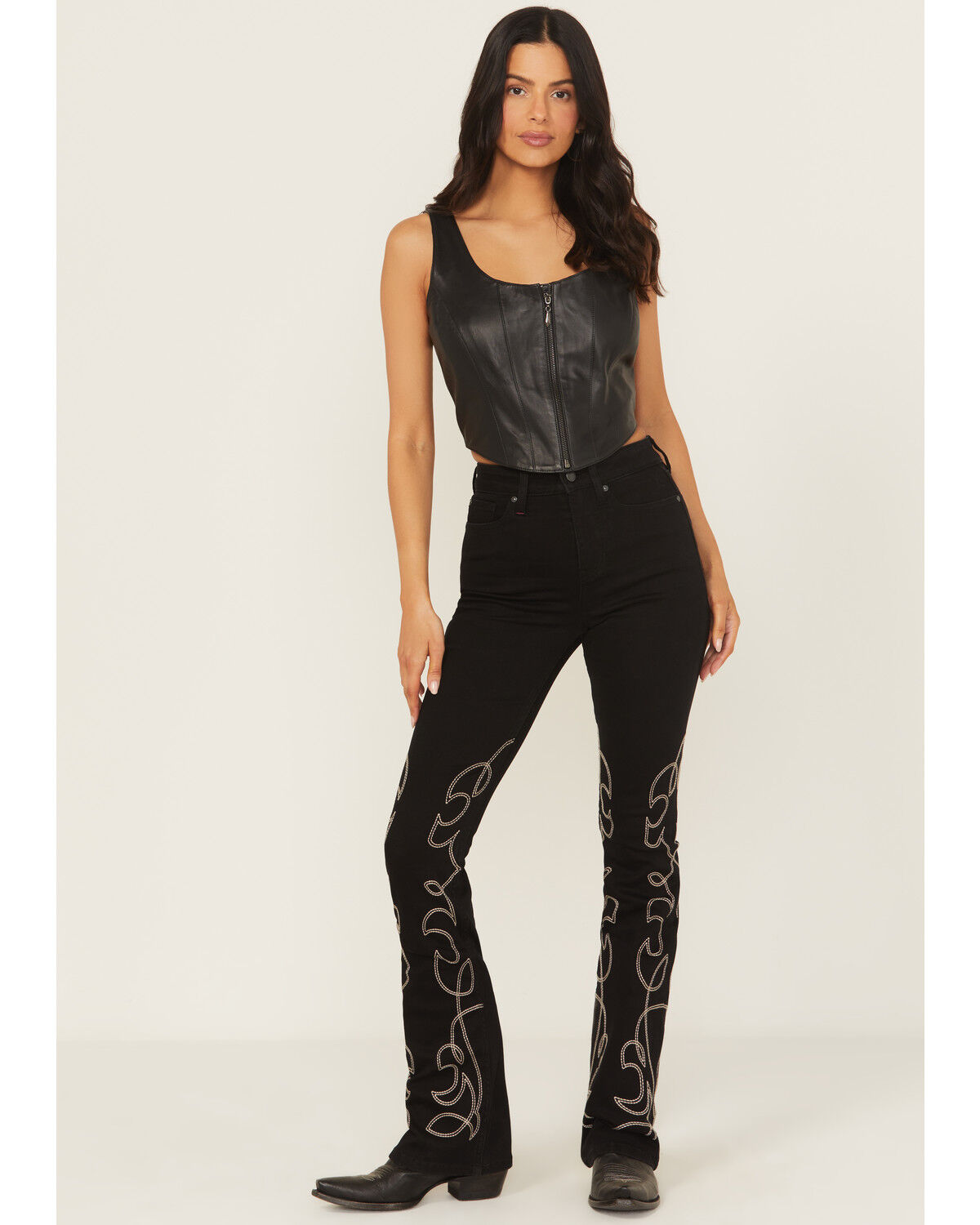 Image #1 - Idyllwind Women's Legend High Rise Boot Stitch Bootcut Super Stretch Denim Jeans, Black, hi-res
