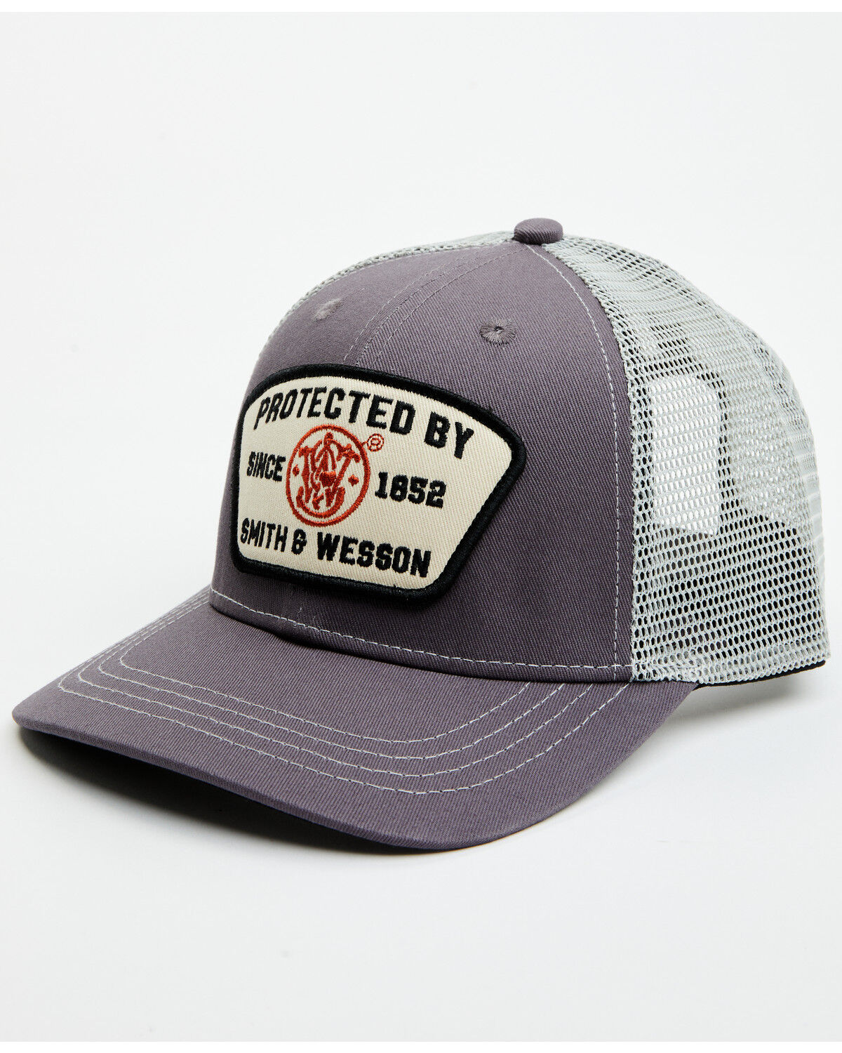 Image #1 - Smith & Wesson Men's Protected By S&W Trucker Cap, Purple, hi-res