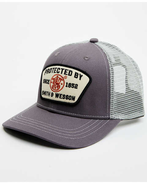 Smith & Wesson Men's Protected By S&W Trucker Cap , Purple, hi-res