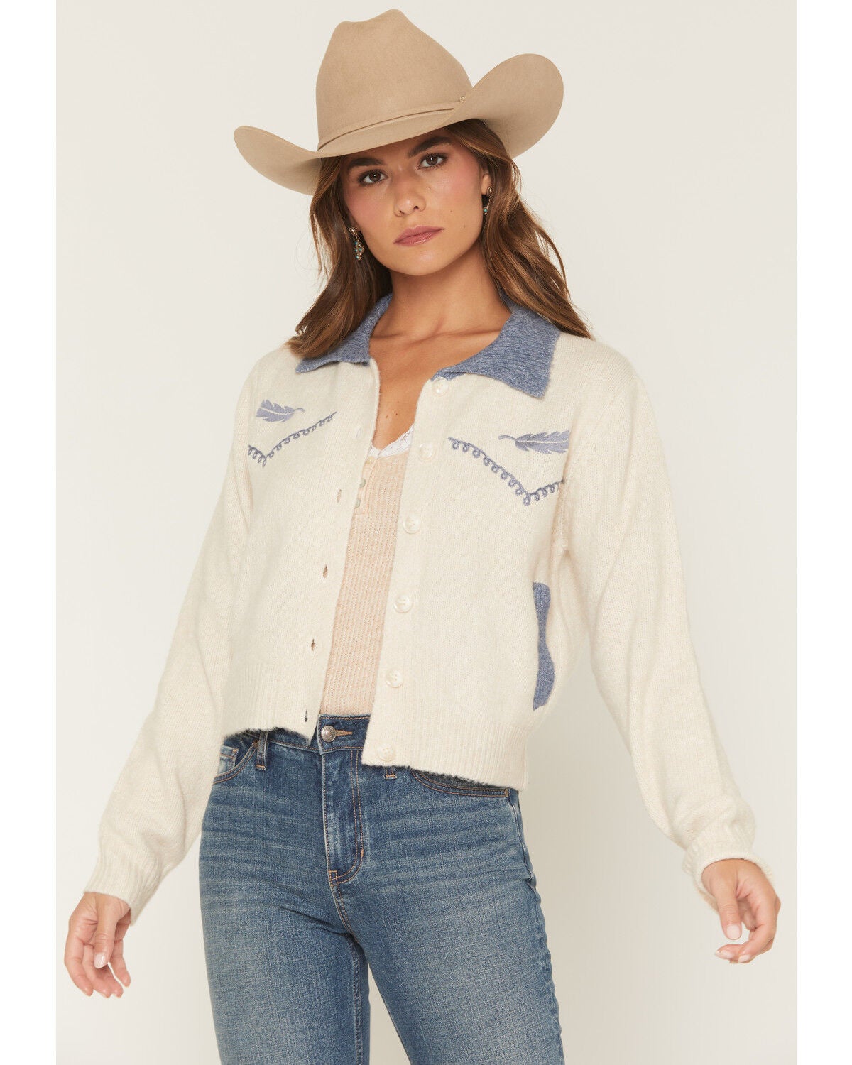Image #1 - Bailey Rose Women's Button-Down Cardigan, Cream, hi-res