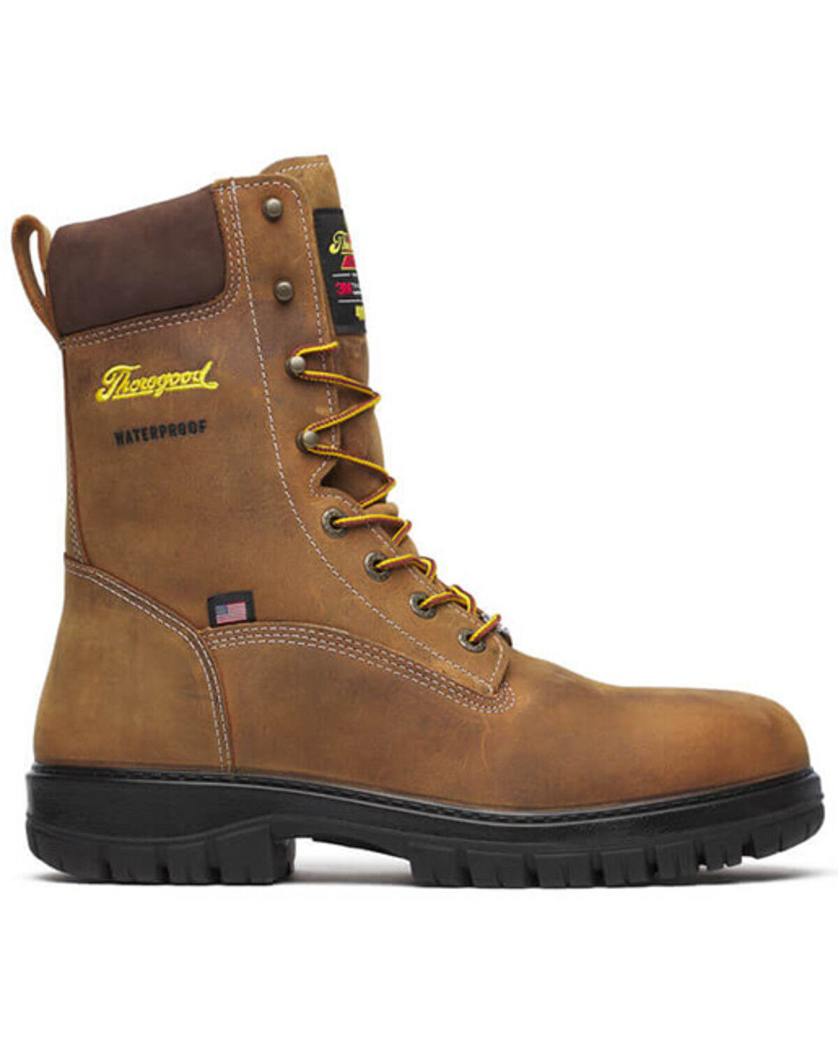 Image #2 - Thorogood Men's 8" Genesis Waterproof Insulated Work Boots - Nano Toe, Brown, hi-res