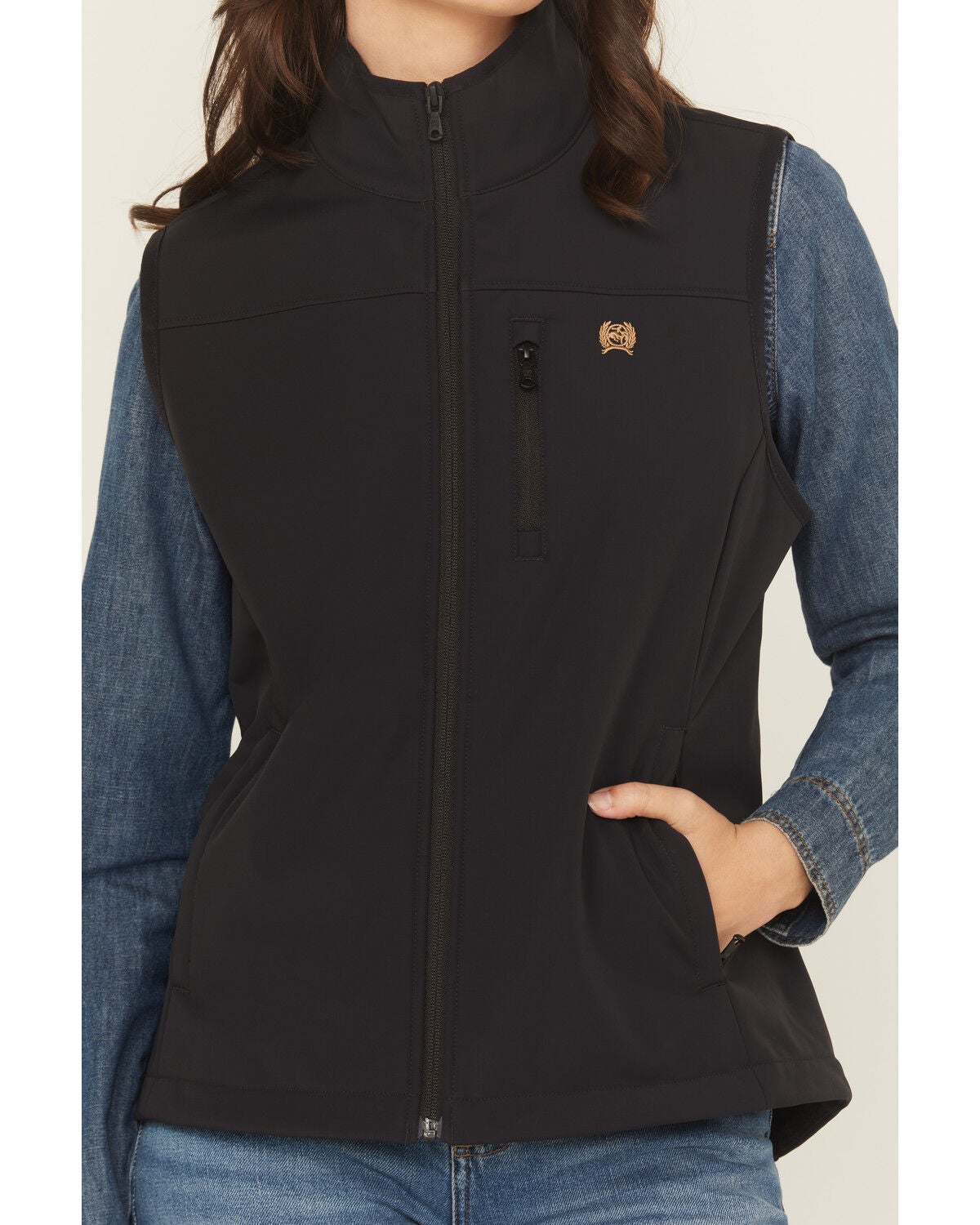 Image #3 - Cinch Women's Windproof Softshell Vest, Black, hi-res