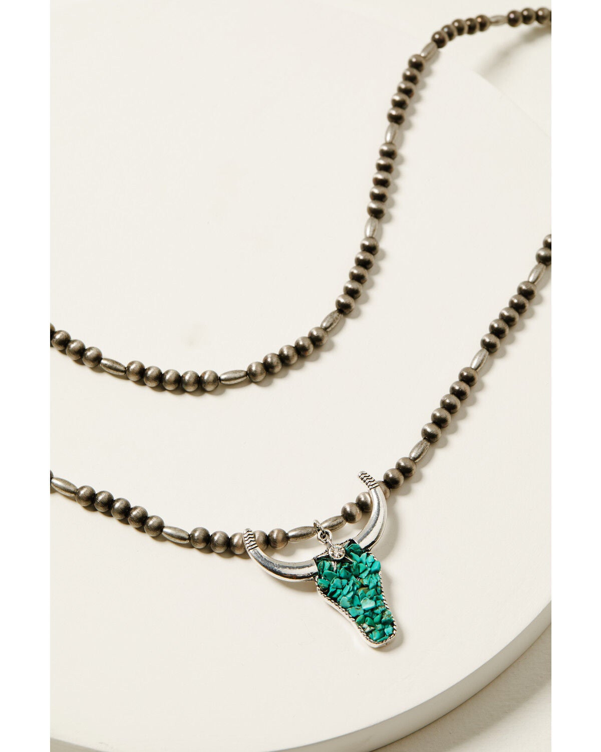 Image #1 - Shyanne Women's Navajo Bead and Star Steer Head Necklace, Turquoise, hi-res