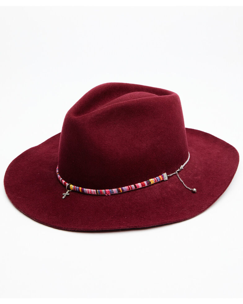 Shyanne Women's Burgundy Sienna Wool Felt Western Hat , Black, hi-res