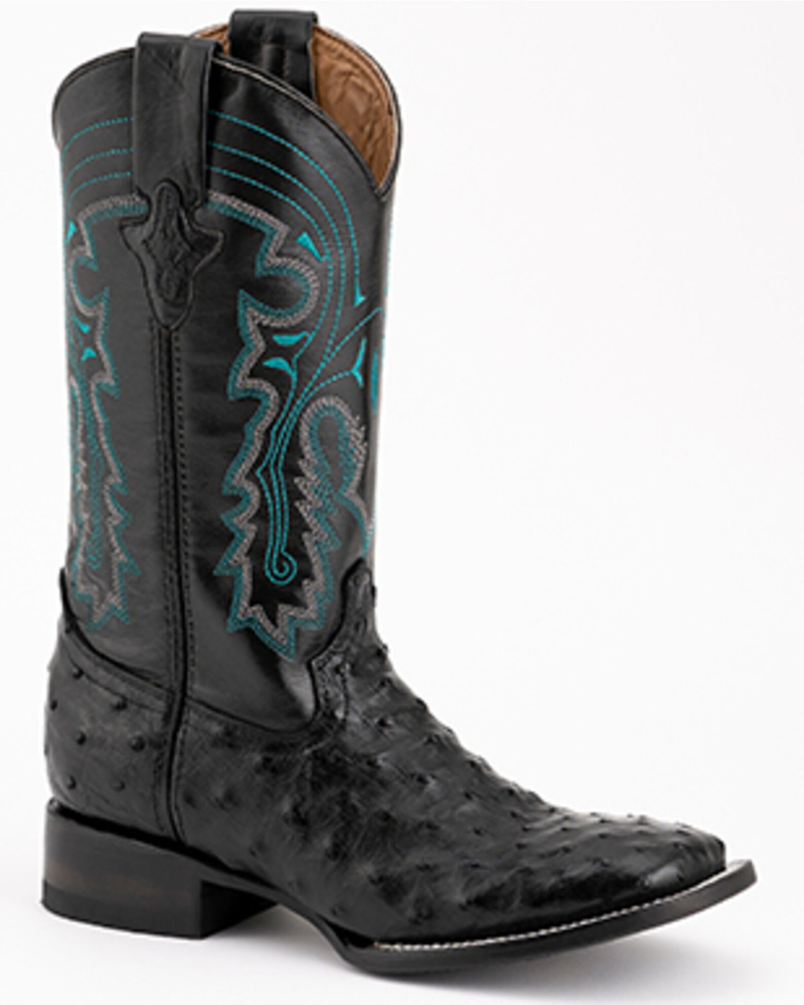 Ferrini Men s Full Quill Ostrich Embroidered Western Boots Broad Square Toe Country Outfitter