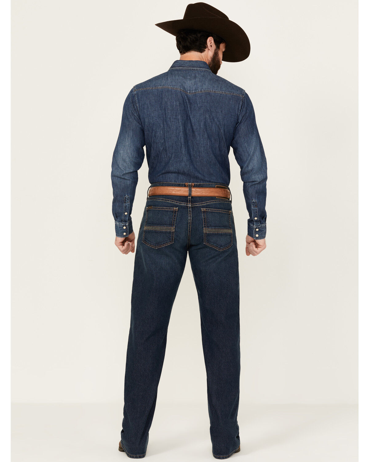 Image #3 - Ariat Men's M4 Dark Wash Colman Porter Relaxed Bootcut Stretch Denim Jeans, Dark Wash, hi-res