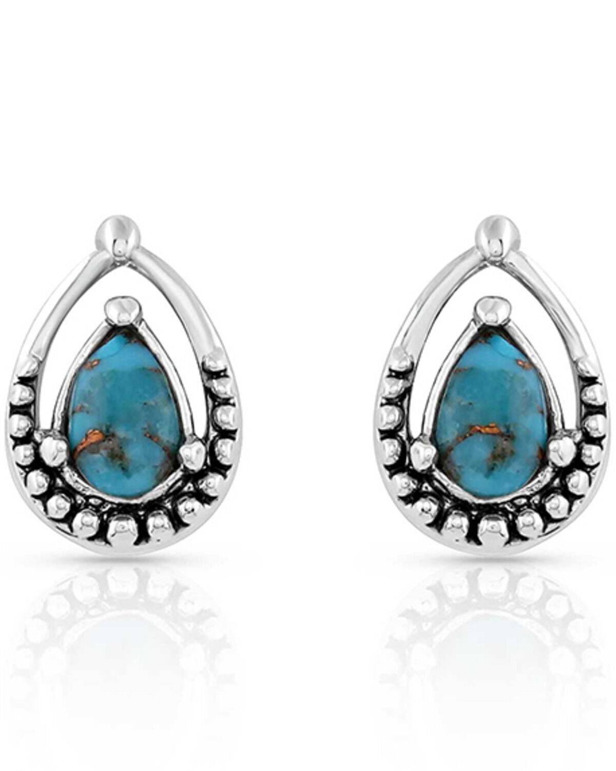 Image #1 - Montana Silversmiths Women's Oyster Turquoise Silver Teardrop Earrings, Turquoise, hi-res
