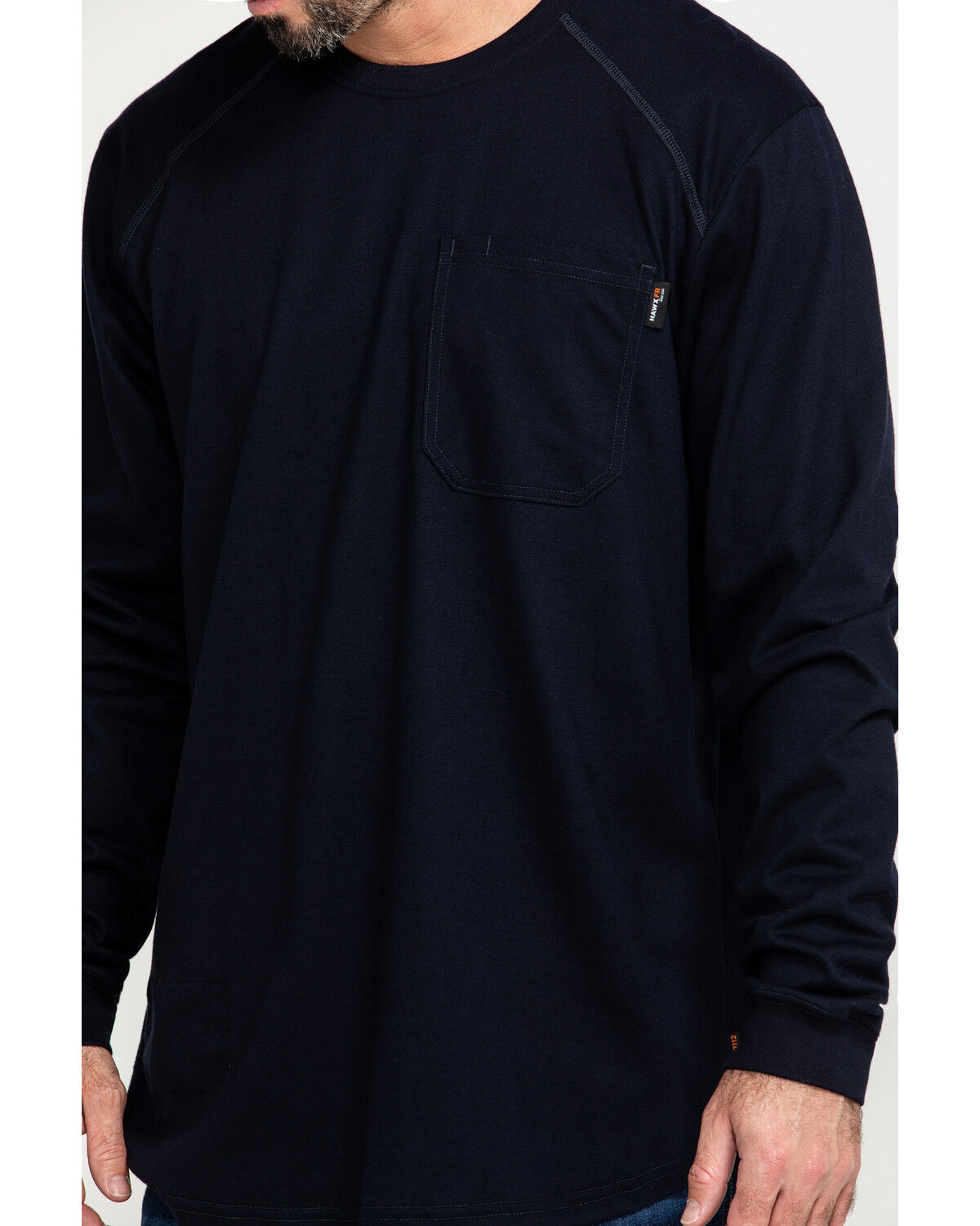 Image #4 - Hawx Men's FR Pocket Long Sleeve Work T-Shirt - Tall, Navy, hi-res