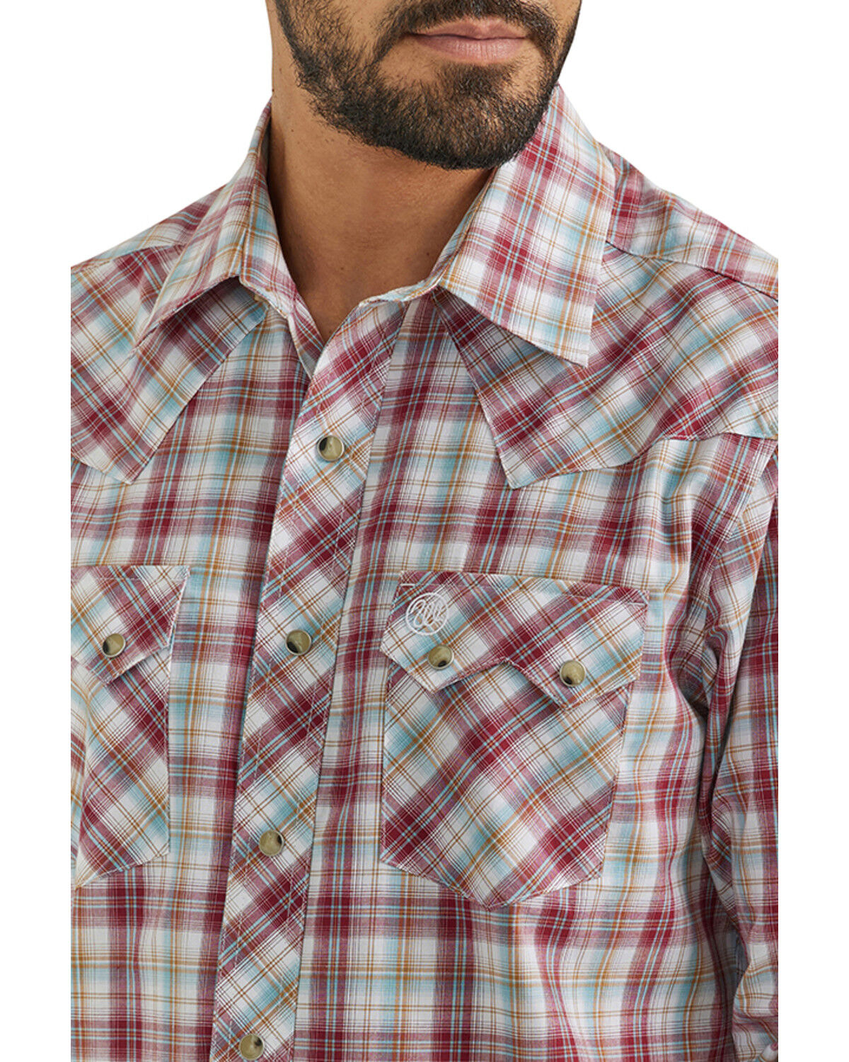 Image #2 - Wrangler Retro Men's Plaid Print Long Sleeve Snap Western Shirt, Red, hi-res