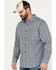 Image #2 - Brothers and Sons Men's Wewoka Plaid Print Long Sleeve Button-Down Western Shirt, Blue, hi-res