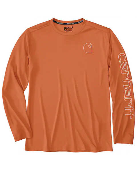 Carhartt Men's Force Sun Defender™ Lightweight Long Sleeve Hooded Graphic T-Shirt , Orange, hi-res