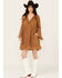 Image #1 - Wishlist Women's Lace Trim Long Sleeve Mini Dress, Cognac, hi-res