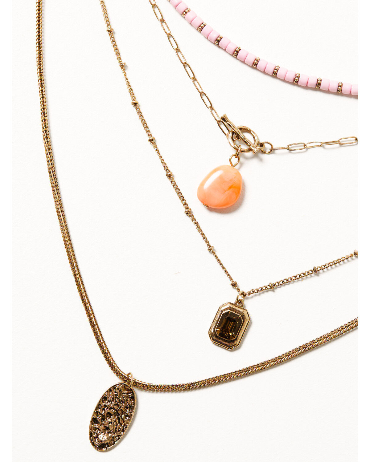 Image #2 - Shyanne Women's 5-piece Gold & Lavender Beaded Pendant Layered Necklace, Bronze, hi-res