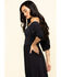 Coco + Jaimeson Women's Smocked Bodice Off The Shoulder Maxi Dress, Navy, hi-res