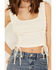 Image #3 - Shyanne Women’s Pointelle Cinch Front Tank, White, hi-res