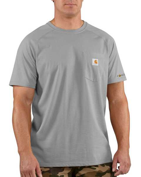 Carhartt Men's Force Cotton Short Sleeve Work Shirt - Big & Tall, Hthr Grey, hi-res
