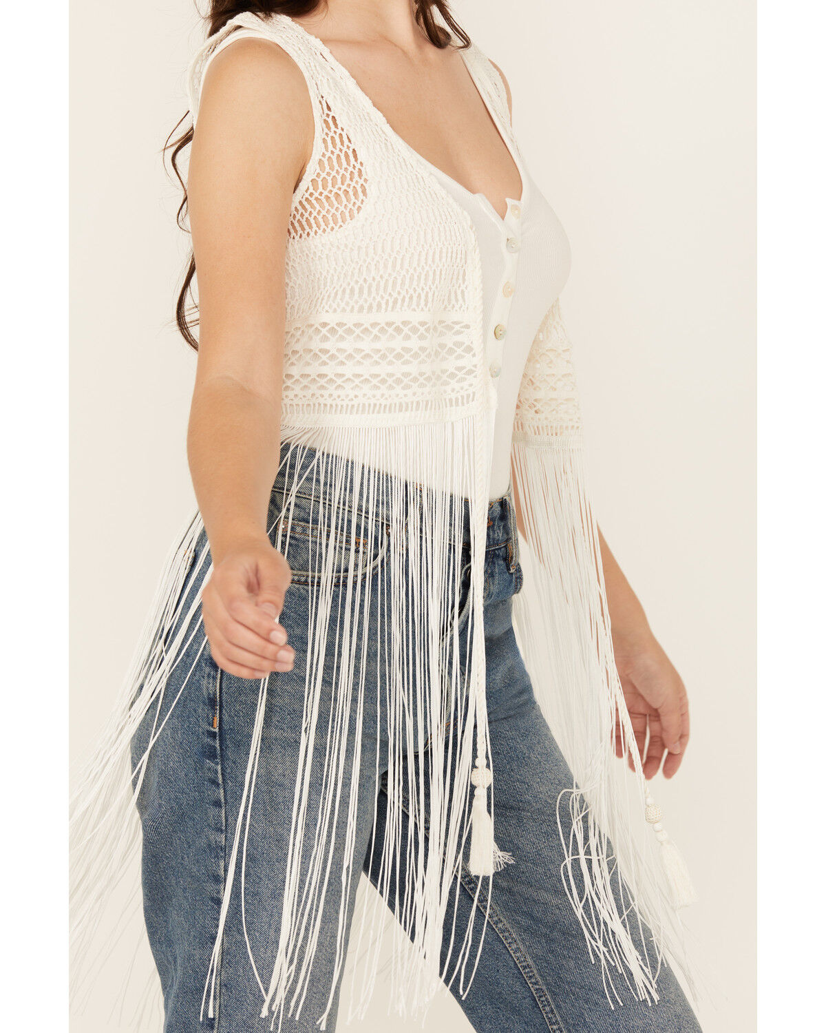 Image #4 - Idyllwind Women's Hawls Crochet Fringe Vest, Ivory, hi-res