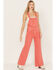 Image #1 - Wrangler Women's Flare Overalls, Red, hi-res