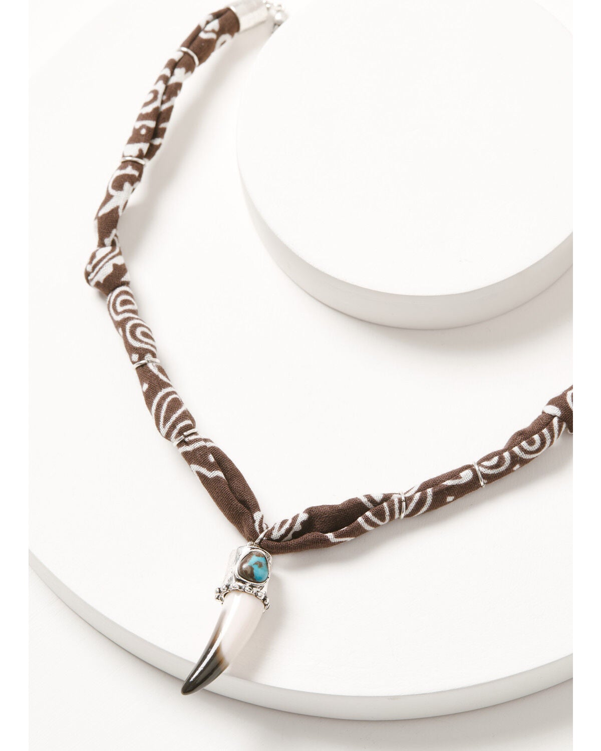 Idyllwind Women's Bone Pendant Bandana Necklace, Brown, hi-res