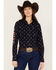 Image #2 - Ariat Women's Love Team Kirby Stretch Long Sleeve Button Down Western Shirt, Navy, hi-res