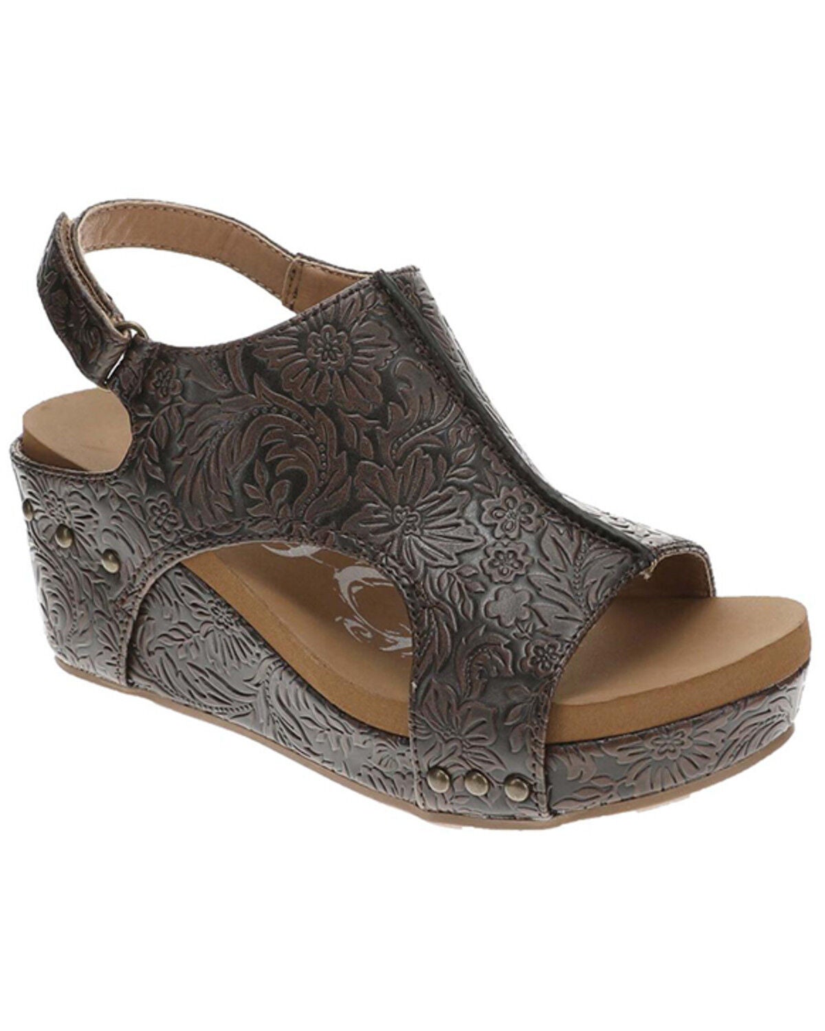 Image #1 - Very G Women's Isabella 3 Tooled Sandals, Brown, hi-res