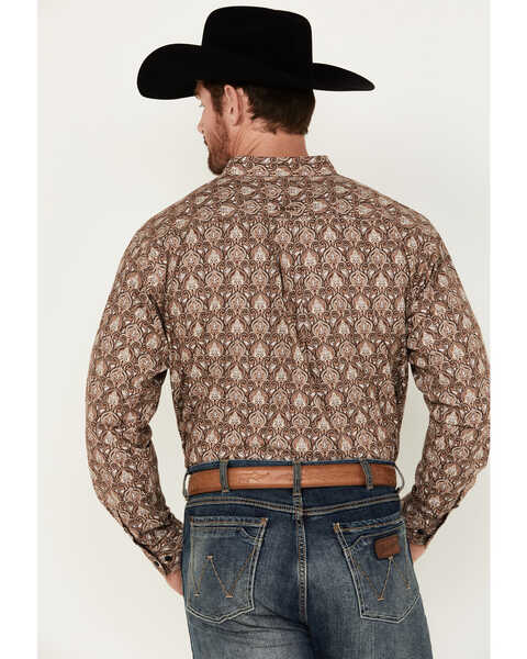 Image #4 - Ariat Men's Boot Barn Exclusive Sweeney Paisley-Esque Print Long Sleeve Button-Down Western Shirt , Brown, hi-res