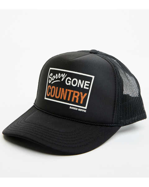 Image #1 - Rodeo Hippie Women's Sorry Gone Country Trucker Cap, Black, hi-res