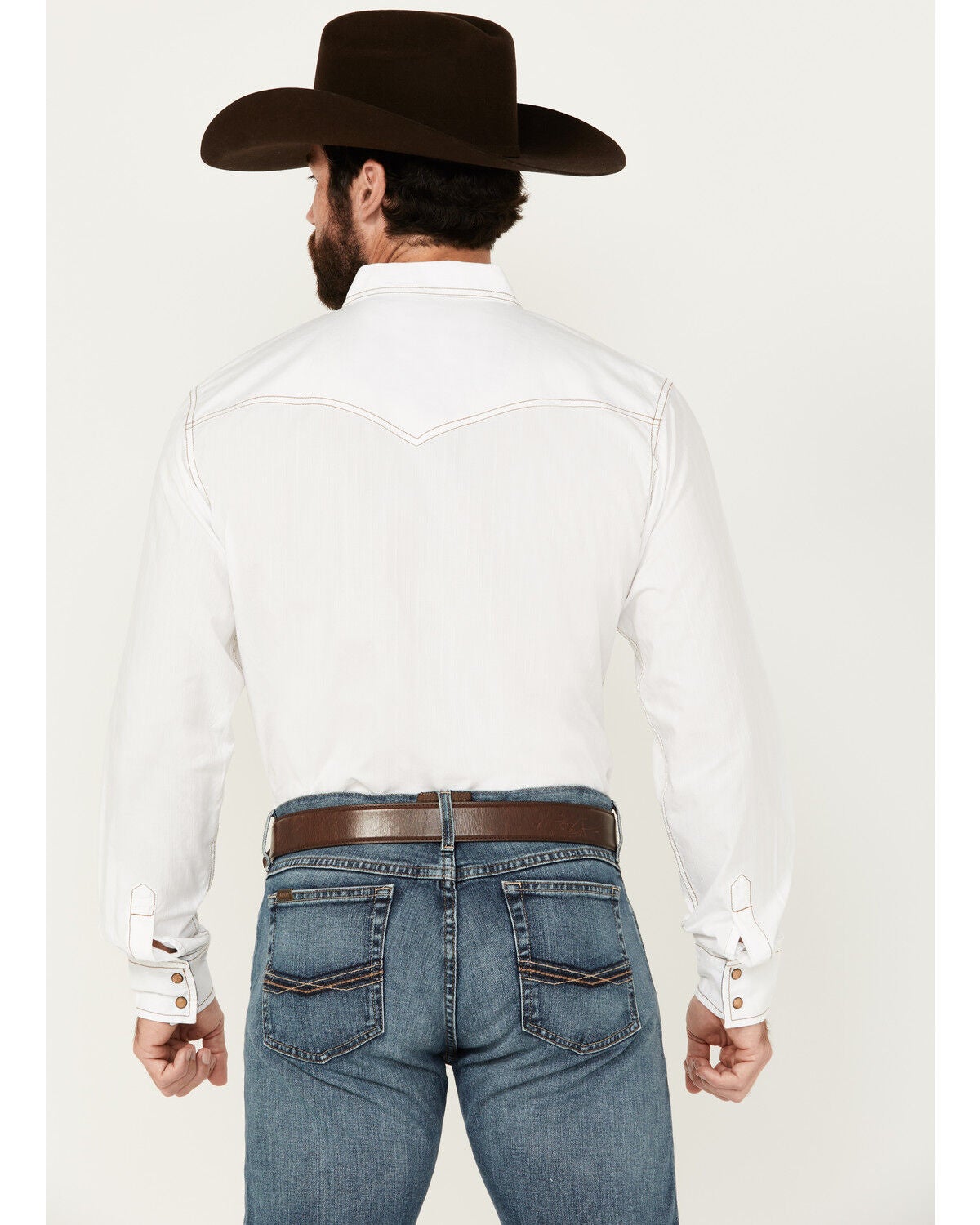 White Solid Long Sleeve Western Shirt 