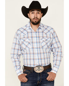 Ely Walker Men's Assorted Large Plaid Long Sleeve Snap Western Shirt , White, hi-res