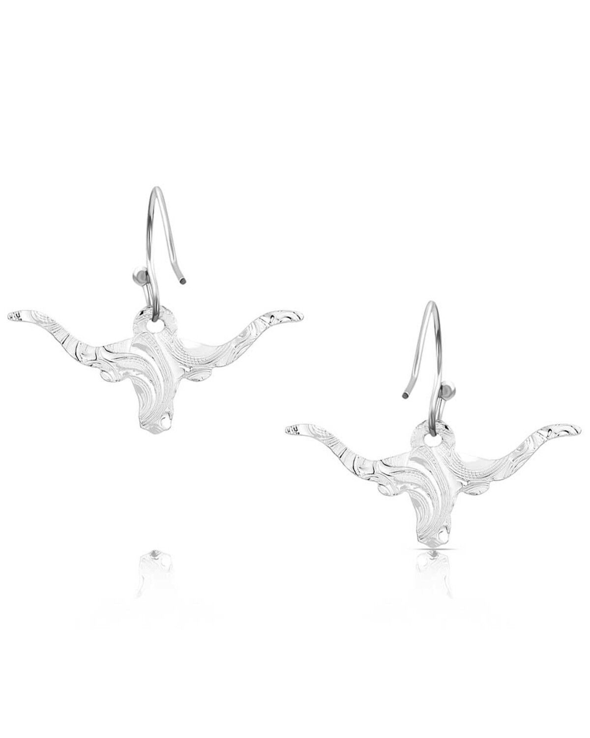 Image #2 - Montana Silversmiths Women's Out West Longhorn Earrings, Silver, hi-res