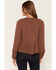 Image #4 - Lovestitch Women's Rouched Front Long Sleeve Top, Brown, hi-res