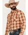 Image #2 - Pendleton Men's Frontier Plaid Print Long Sleeve Western Snap Shirt, Rust Copper, hi-res