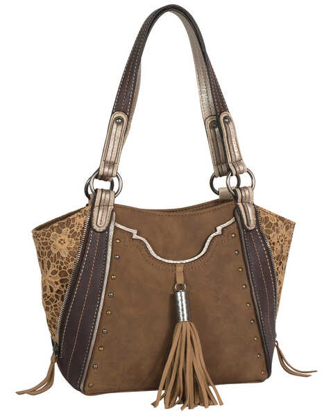 Image #1 - Justin Women's Shoulder Fringe Saddle Bag, Brown, hi-res