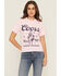 Image #1 - Coors Women's Rhinestone Stars Cowboy Short Sleeve Oversized Graphic Tee, Pink, hi-res