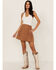 Image #1 - Wishlist Women's Embroidered Eyelet Wrap Mini Skirt, Rust Copper, hi-res