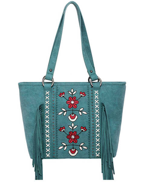 Montana West Women's Wrangler Floral Tote Bag, Turquoise, hi-res