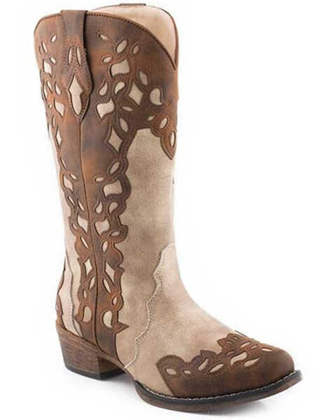 Image #1 - Roper Women's Riley Triad Western Performance Boots - Round Toe, Tan, hi-res