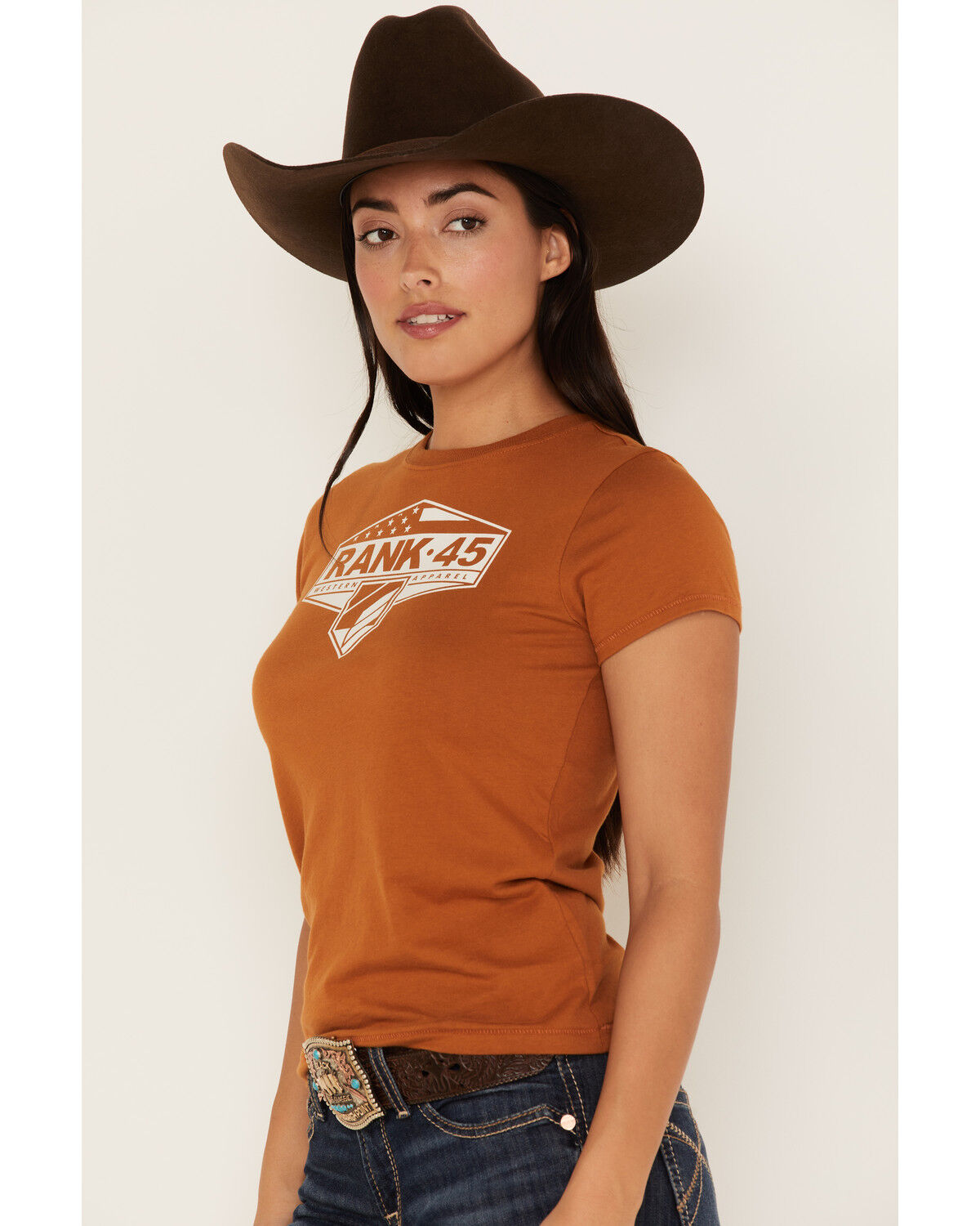 Image #2 - RANK 45® Women's Logo Short Sleeve Graphic Tee, Pecan, hi-res