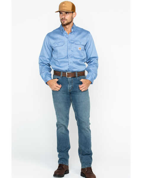 Image #5 - Carhartt Men's FR Dry Twill Work Shirt - Big & Tall, Med Blue, hi-res