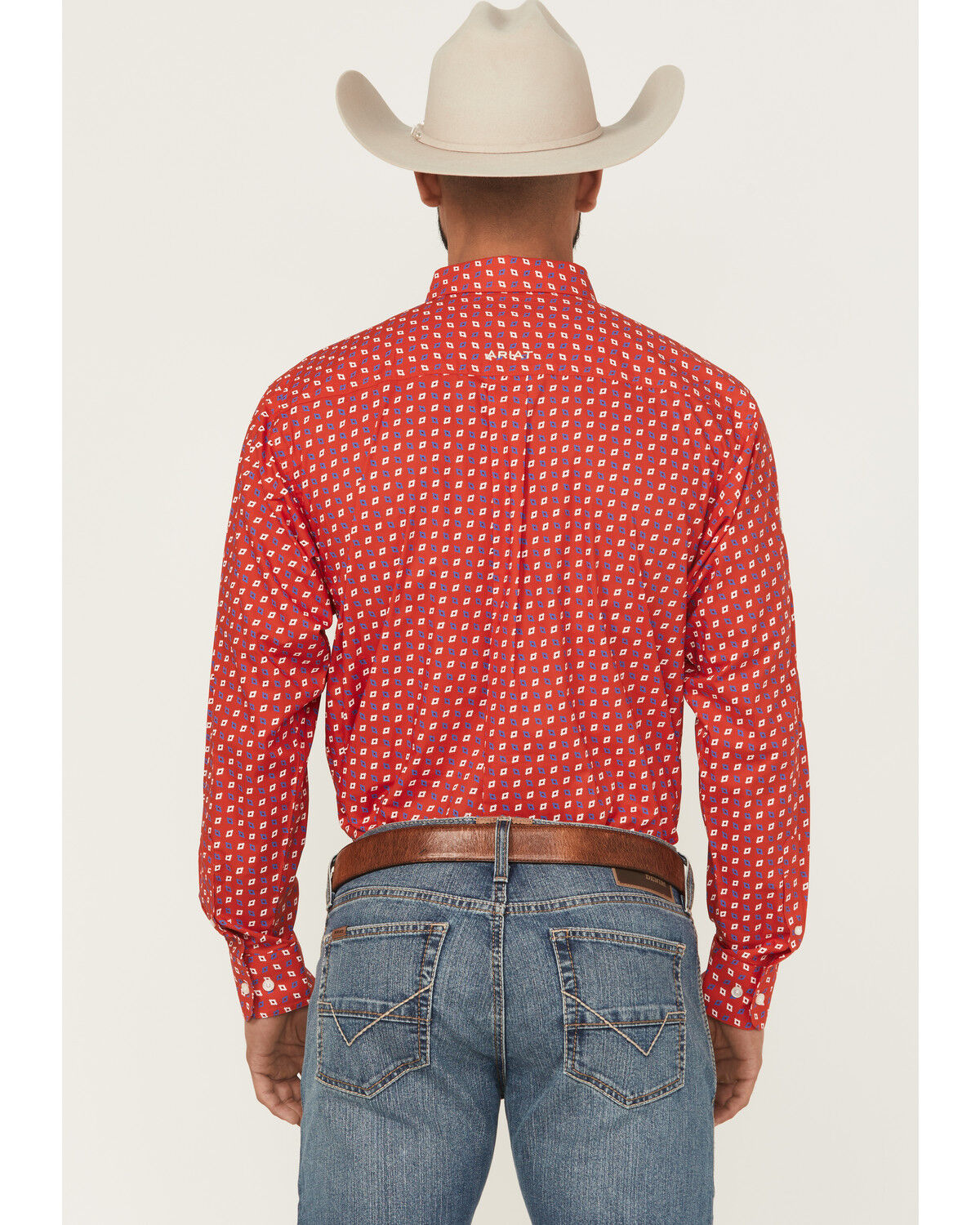 Image #4 - Ariat Men's Team Fallon Geo Print Long Sleeve Button-Down Western Shirt, Red, hi-res