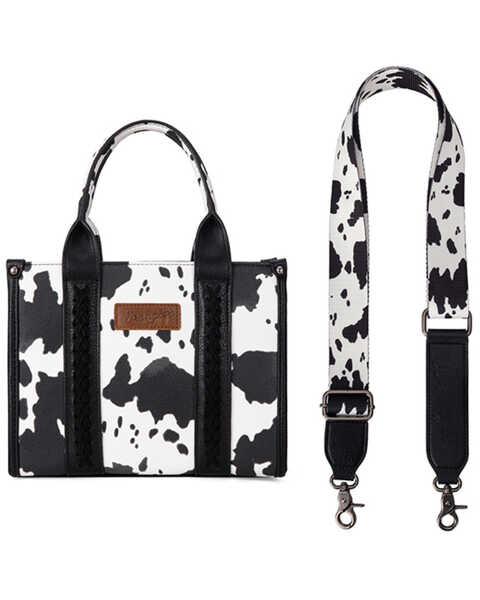 Image #2 - Wrangler Women's Cow Print Concealed Carry Crossbody Tote, Black, hi-res